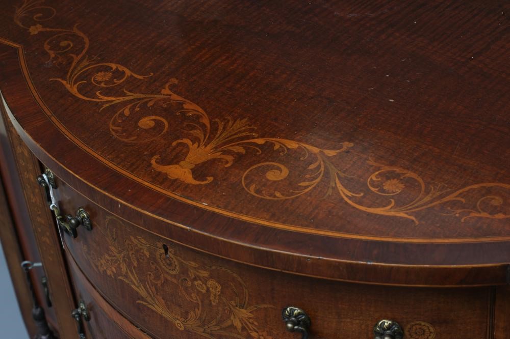 AN EDWARDIAN MAHOGANY AND MARQUETRY SIDE CABINET stamped Edwards & Roberts Image