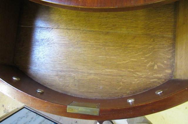 AN EDWARDIAN MAHOGANY AND MARQUETRY SIDE CABINET stamped Edwards & Roberts Image