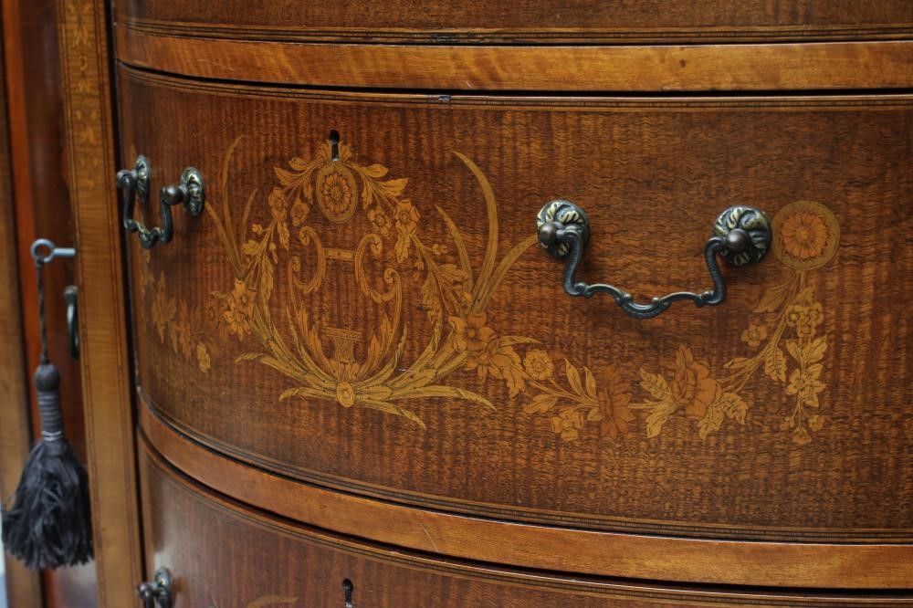 AN EDWARDIAN MAHOGANY AND MARQUETRY SIDE CABINET stamped Edwards & Roberts Image