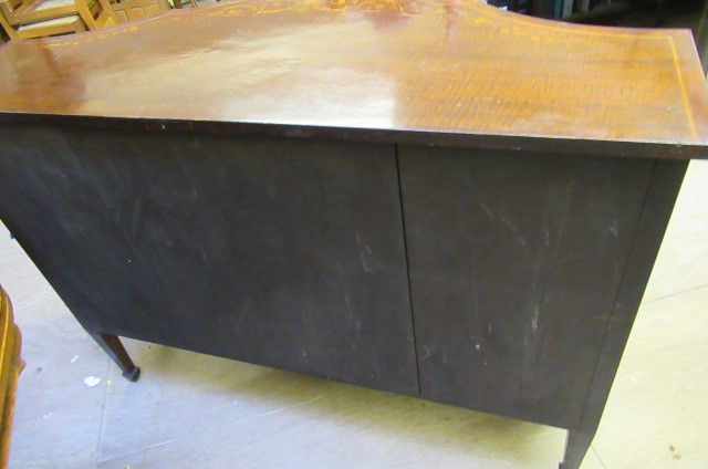 AN EDWARDIAN MAHOGANY AND MARQUETRY SIDE CABINET stamped Edwards & Roberts Image