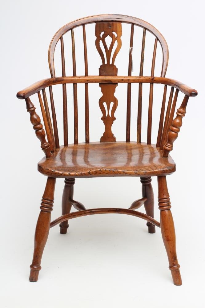 A YEW WINDSOR ARMCHAIR Image