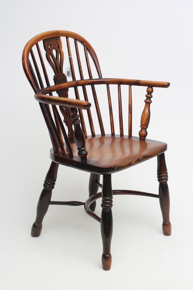 A YEW WINDSOR ARMCHAIR Image