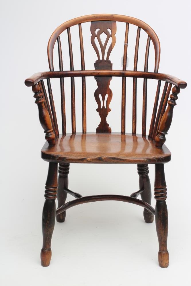 A YEW WINDSOR ARMCHAIR Image