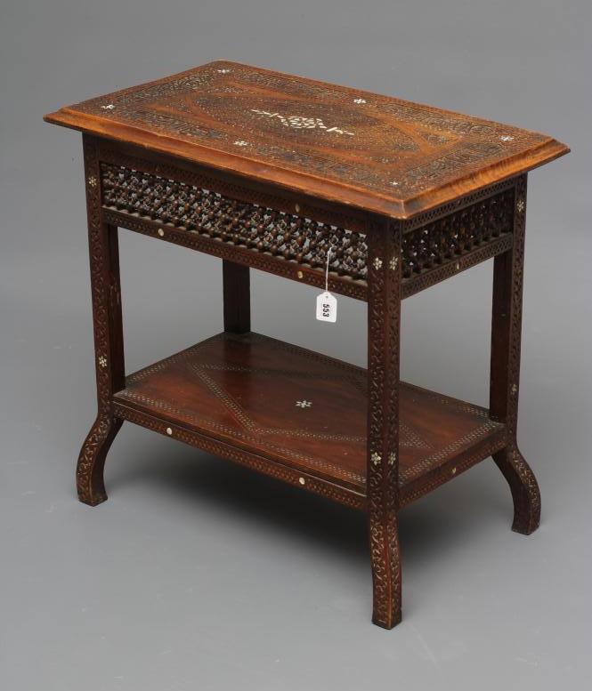 A SYRIAN HARDWOOD AND MOTHER OF PEARL INLAID OCCASIONAL TABLE Image