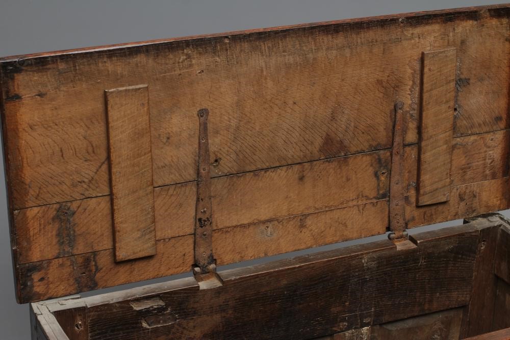 A JOINED OAK PANELLED COFFER Image