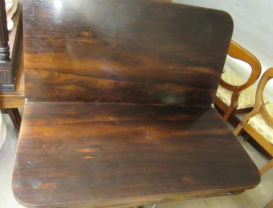 A PAIR OF EARLY VICTORIAN ROSEWOOD FOLDING TEA TABLES Image