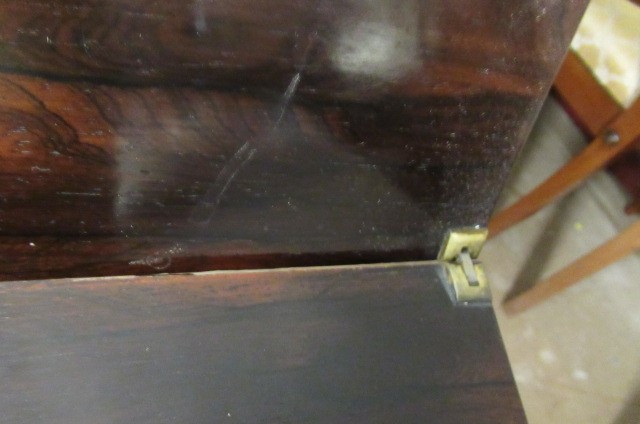 A PAIR OF EARLY VICTORIAN ROSEWOOD FOLDING TEA TABLES Image