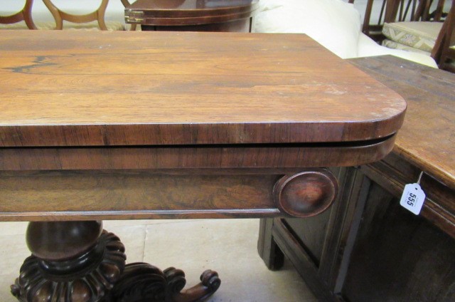 A PAIR OF EARLY VICTORIAN ROSEWOOD FOLDING TEA TABLES Image