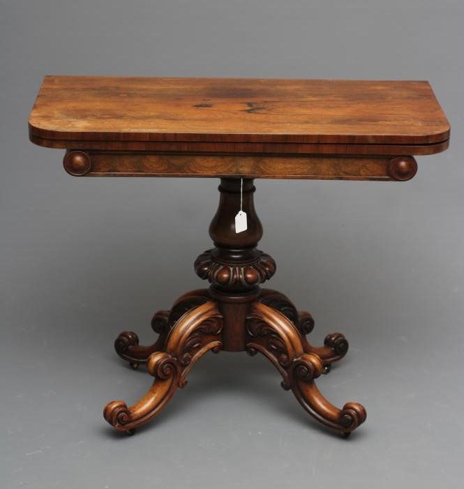 A PAIR OF EARLY VICTORIAN ROSEWOOD FOLDING TEA TABLES Image