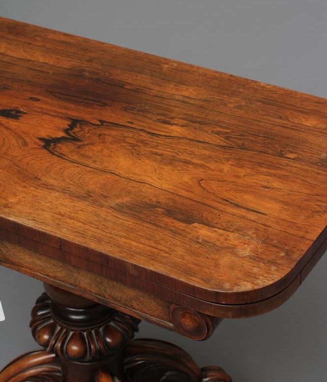 A PAIR OF EARLY VICTORIAN ROSEWOOD FOLDING TEA TABLES Image