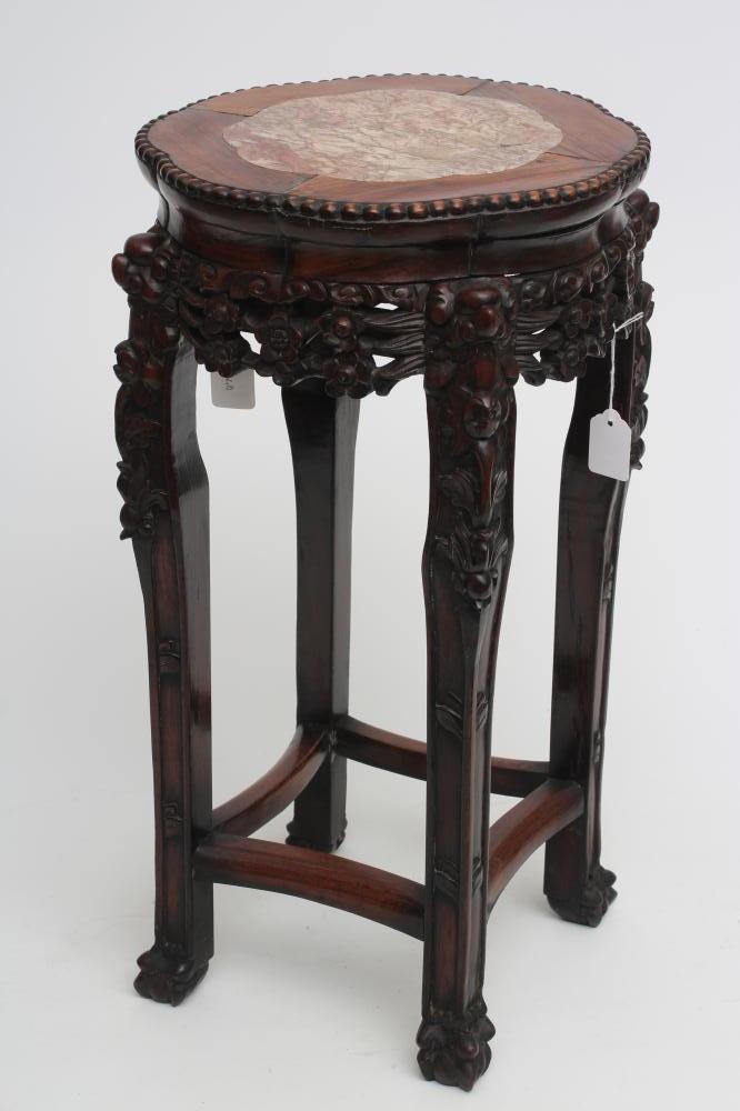 A CHINESE PADOUK WOOD JARDINIERE STAND Image