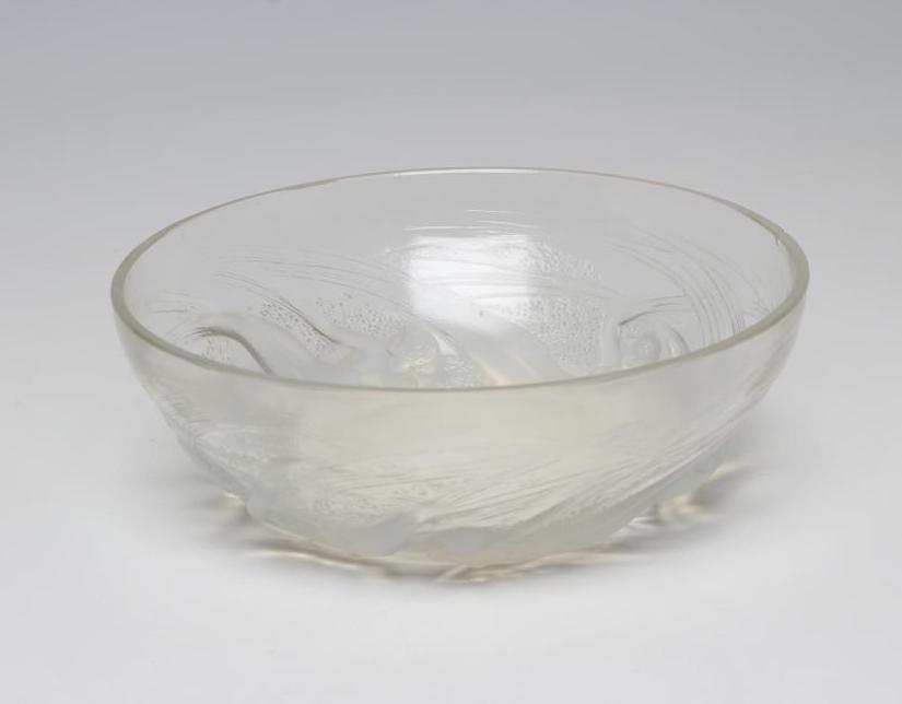 A LALIQUE GLASS PALE BLUE OPALESCENT ONDINES BOWL Image