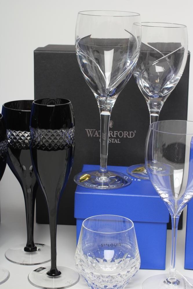 A COLLECTION OF ST. LOUIS GLASS TABLEWARE including a matching tumbler and red wine Image