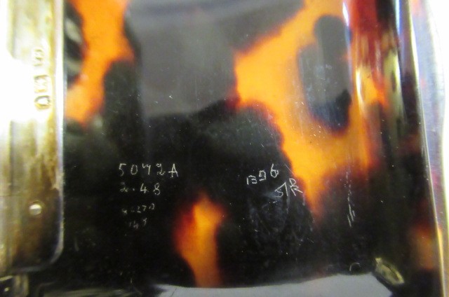 A LATE VICTORIAN SILVER MOUNTED TORTOISESHELL DRESSING TABLE TIMEPIECE Image