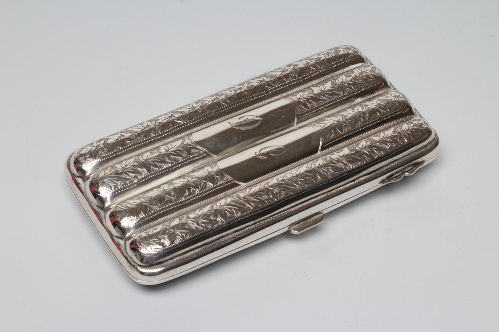A LATE VICTORIAN SILVER QUADRUPLE CIGAR CASE Image