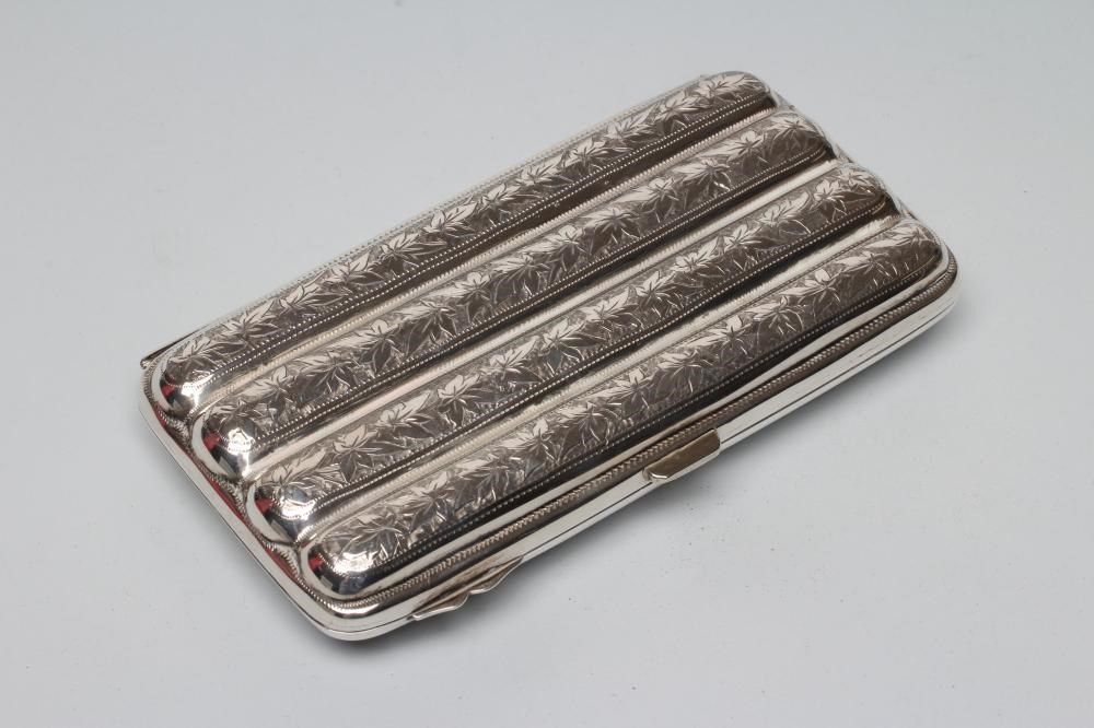 A LATE VICTORIAN SILVER QUADRUPLE CIGAR CASE Image