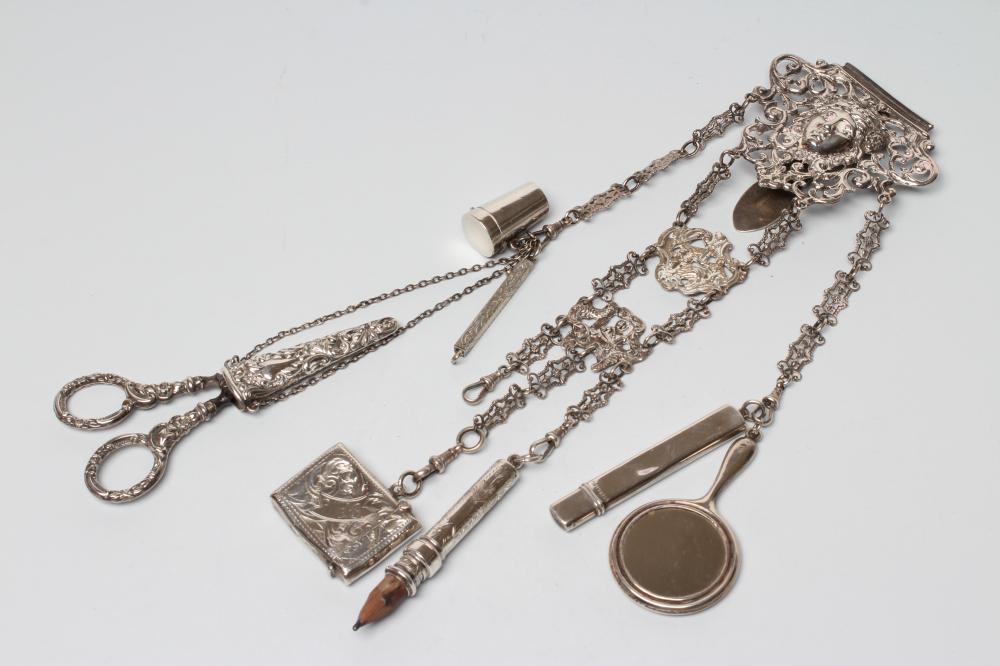 A LATE VICTORIAN SILVER CHATELAINE Image