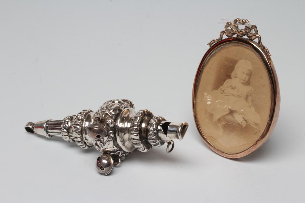 AN EDWARDIAN SILVER RATTLE/WHISTLE Image