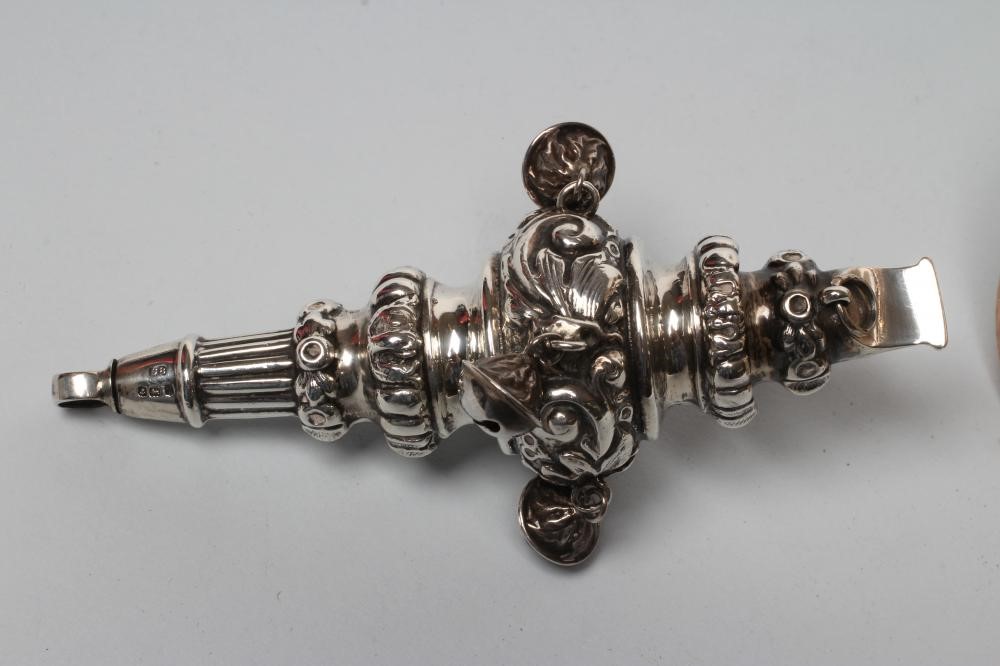 AN EDWARDIAN SILVER RATTLE/WHISTLE Image