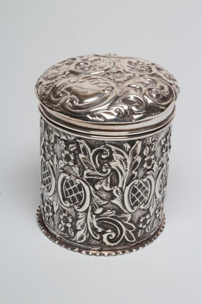 A LATE VICTORIAN SILVER DRESSING TABLE BOX AND COVER Image