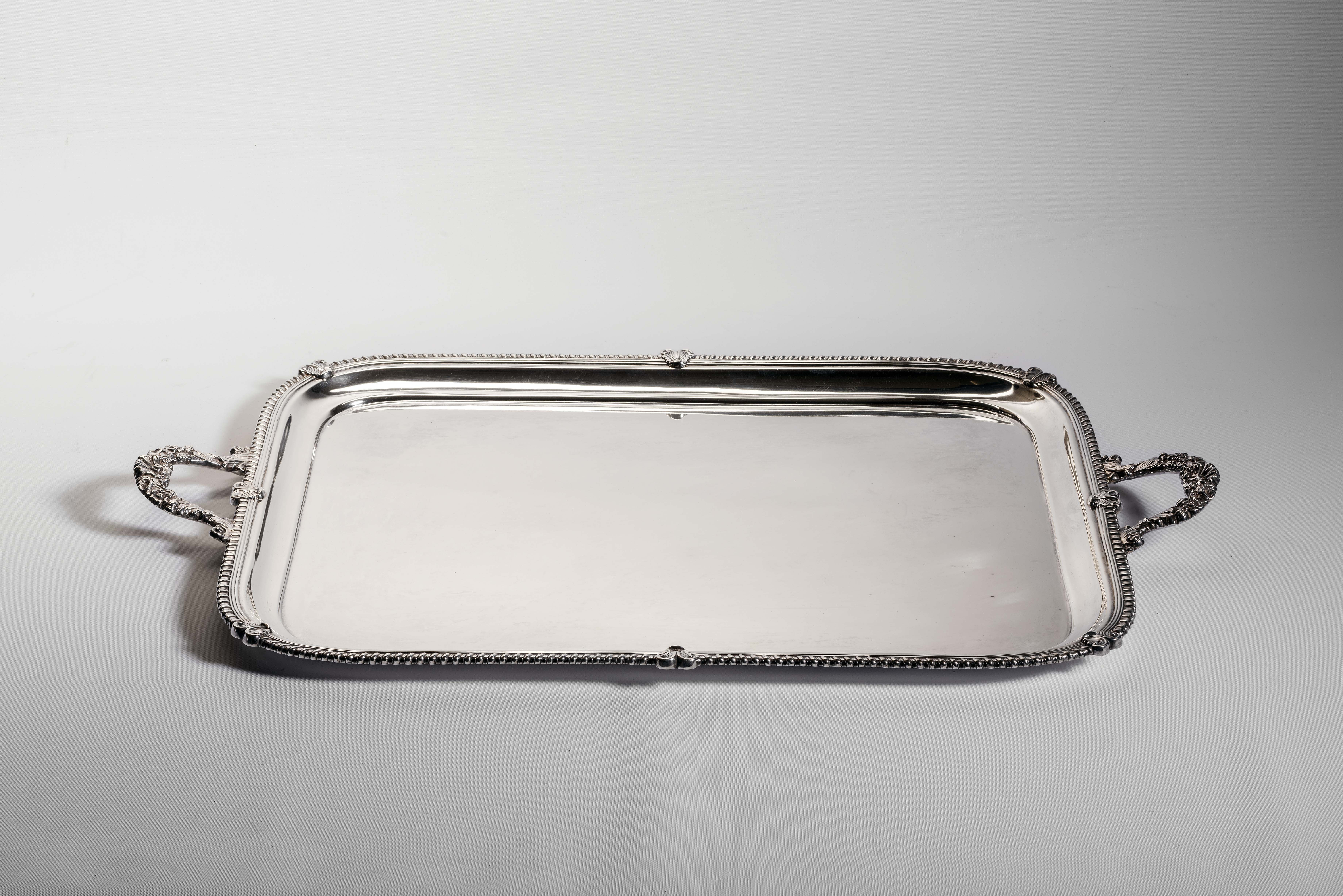 A SILVER TWO HANDLED TRAY Image