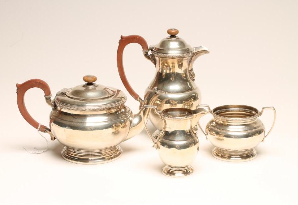 *A SILVER FOUR PIECE TEA AND COFFEE SERVICE Image
