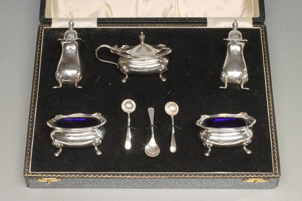 A SILVER COMPOSITE FIVE PIECE CRUET Image