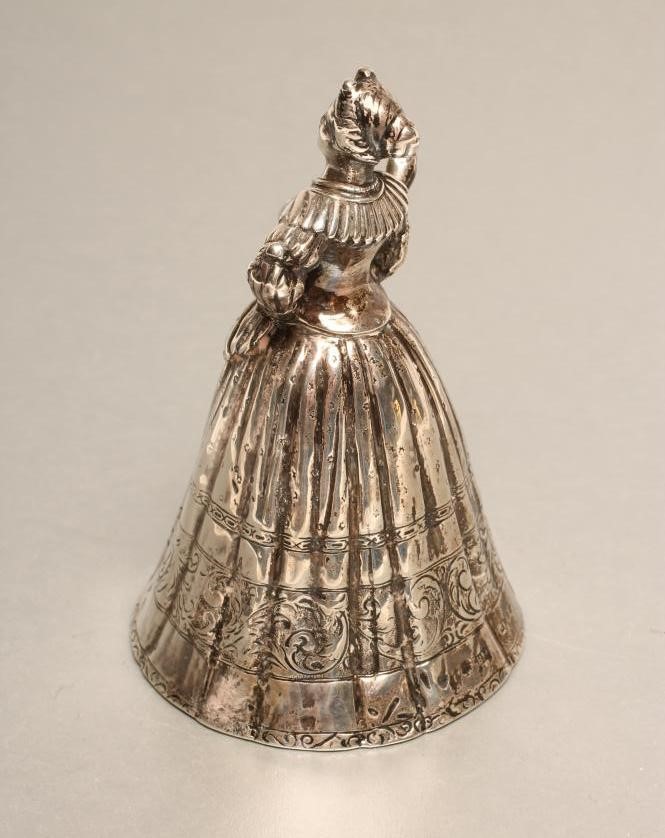 A LATE VICTORIAN SILVER FIGURAL TABLE BELL Image