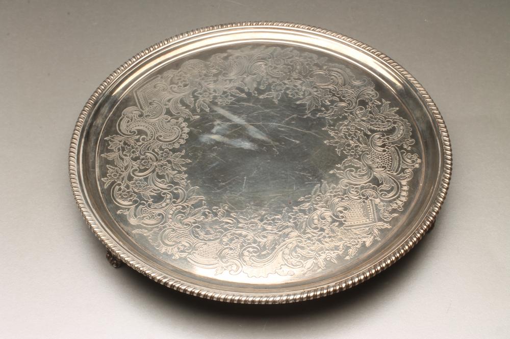 A LATE GEORGE III SILVER SALVER Image