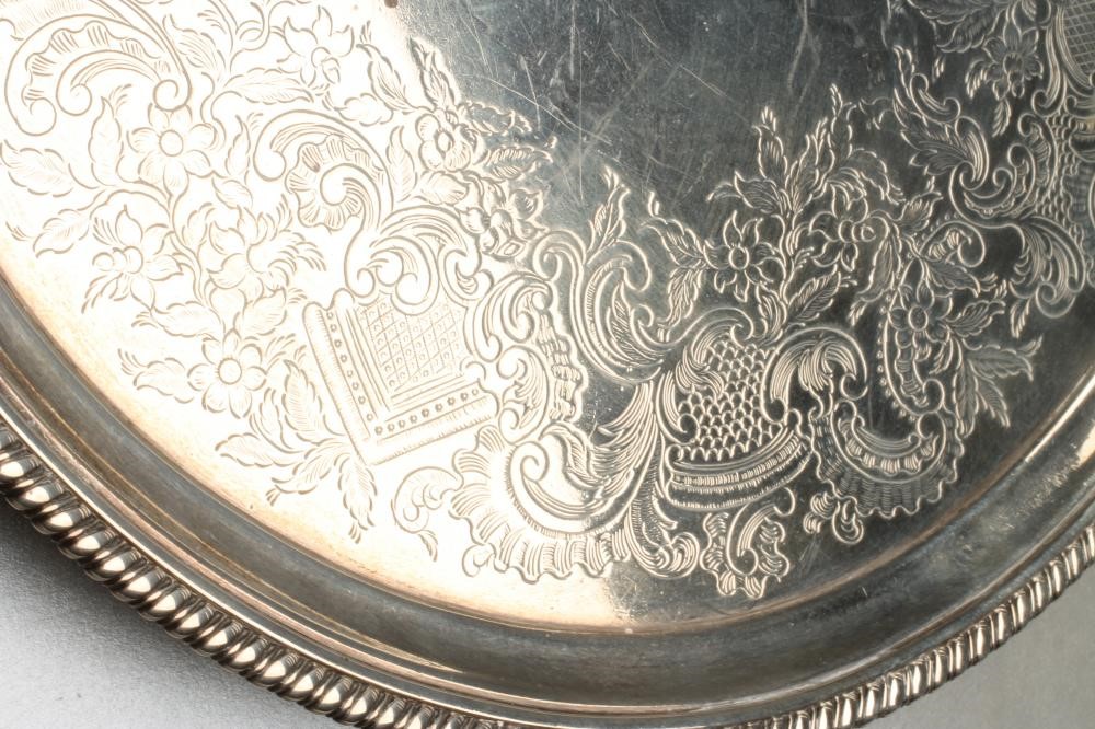 A LATE GEORGE III SILVER SALVER Image