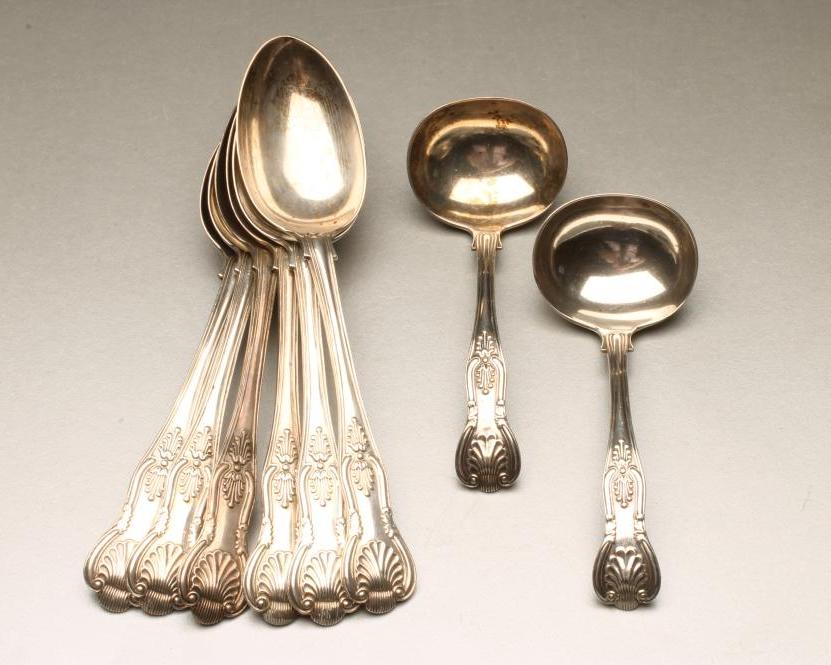 *A SET OF SIX LATE VICTORIAN SILVER TABLESPOONS Image