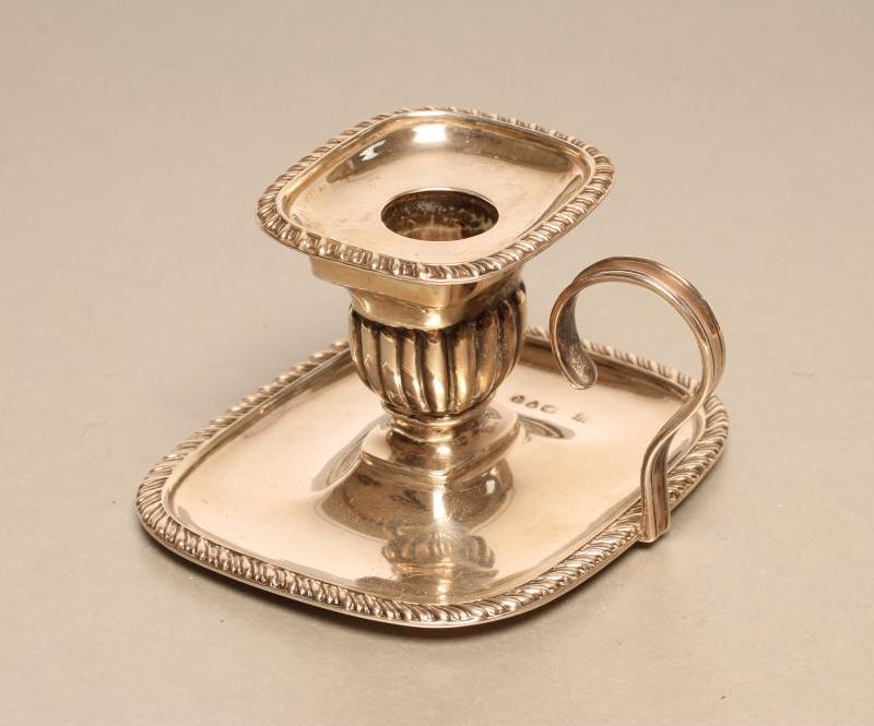 A LATE VICTORIAN SILVER CHAMBER STICK Image