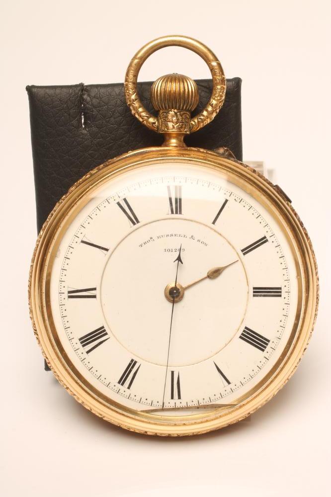 A LATE VICTORIAN 18CT GOLD TOP WIND POCKET WATCH Image