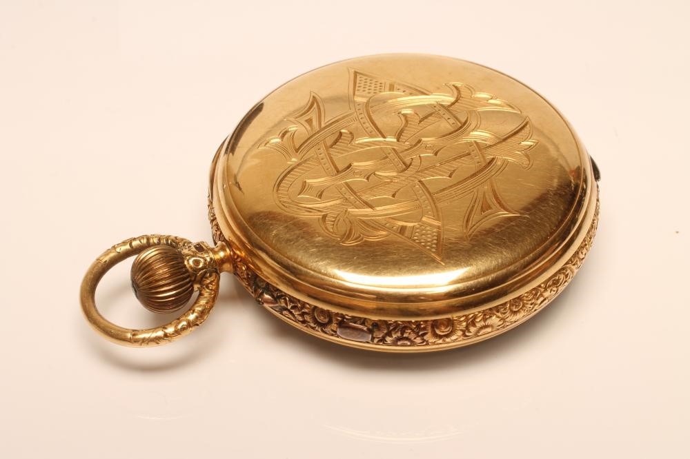 A LATE VICTORIAN 18CT GOLD TOP WIND POCKET WATCH Image