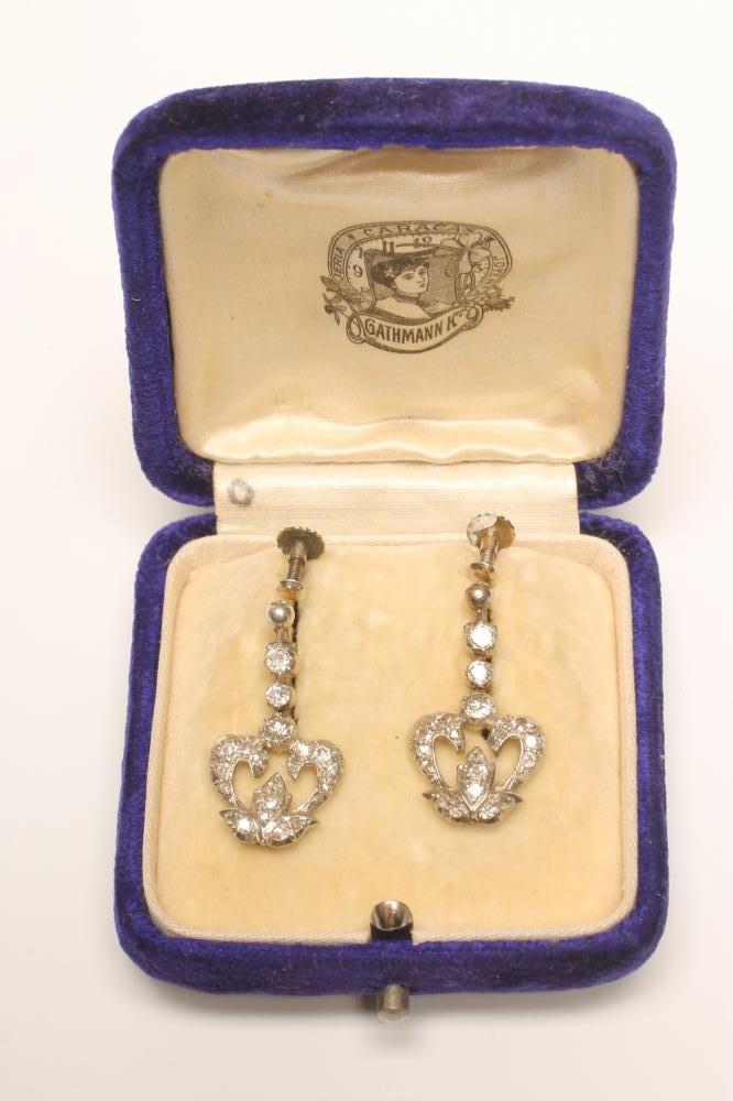 A PAIR OF LATE VICTORIAN DIAMOND DROP EARRINGS Image