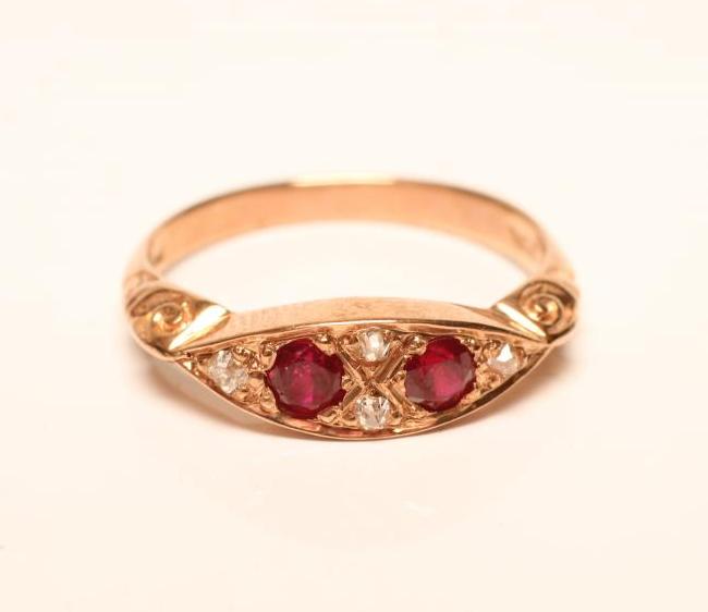 A VICTORIAN STYLE RUBY AND DIAMOND RING Image