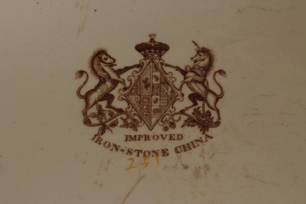 AN EARLY VICTORIAN DAVENPORT STONE CHINA MEAT PLATE of shaped oblong form Image