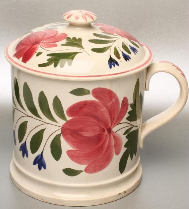 A LARGE PEARLWARE MUG AND COVER Image