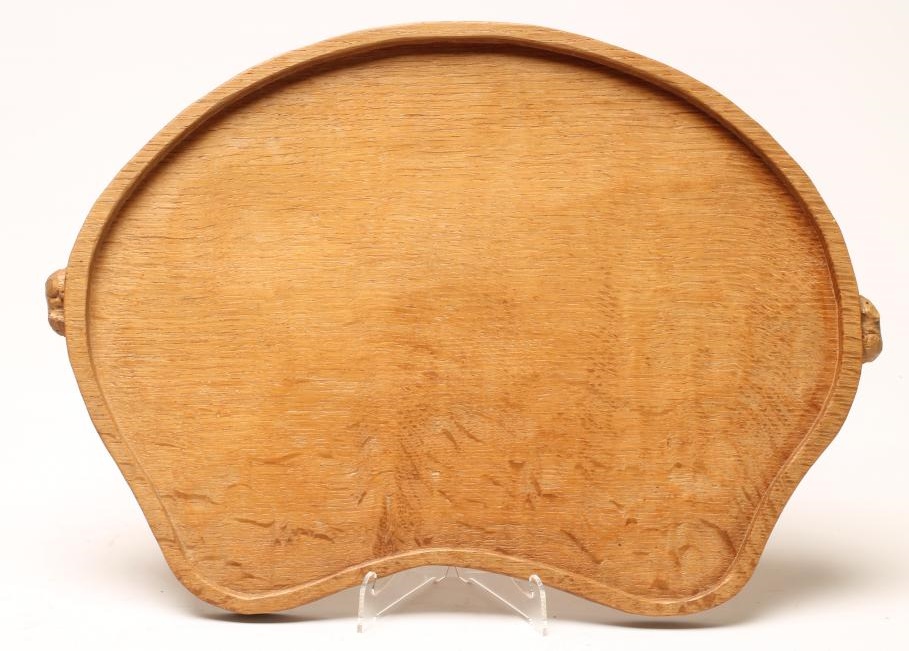 AN ADZED OAK TEA TRAY by Robert Thompson of kidney form Image