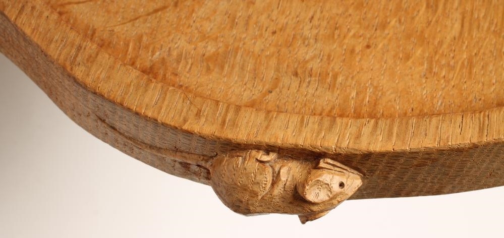 AN ADZED OAK TEA TRAY by Robert Thompson of kidney form Image