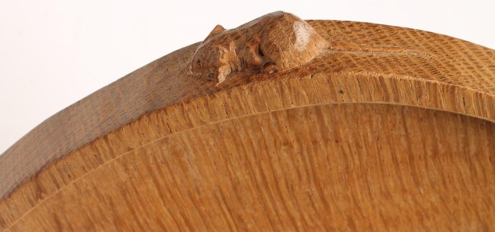 AN ADZED OAK TEA TRAY by Robert Thompson of kidney form Image