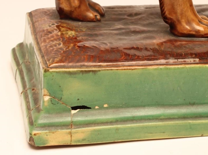 A CONTINENTAL MAJOLICA LION Image