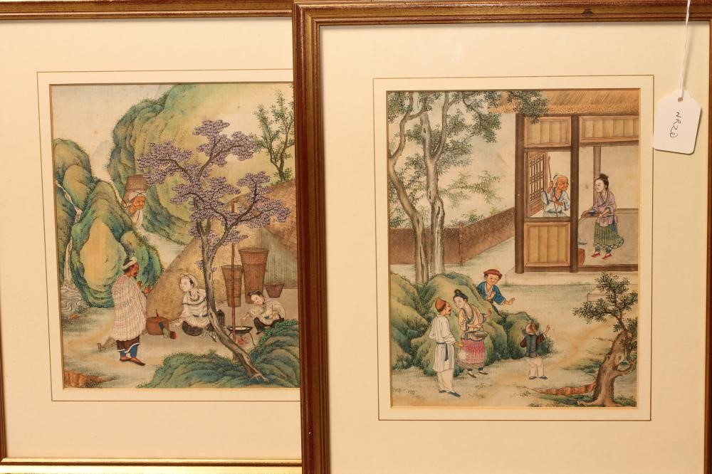 A PAIR OF CHINESE PAINTED SILK PICTURES Image