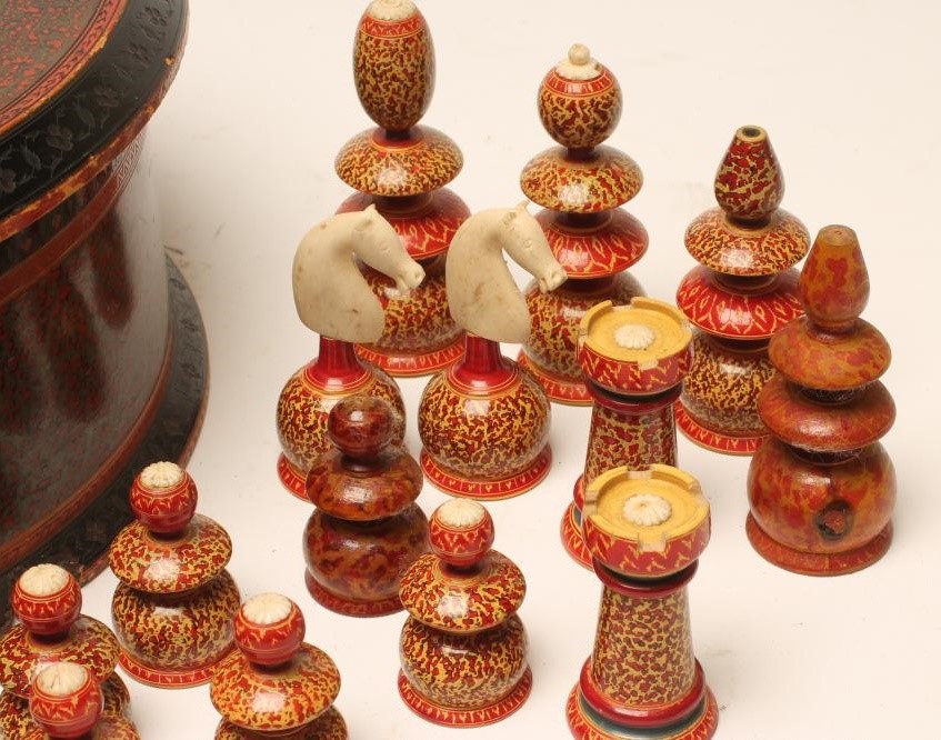 AN ISLAMIC MUSLIM WOOD CHESS SET Image