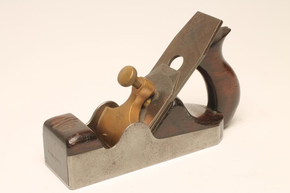 A STEWART SPIERS IRON AND ROSEWOOD HANDLED "INFRARED" SMOOTHING PLANE with brass clamp Image