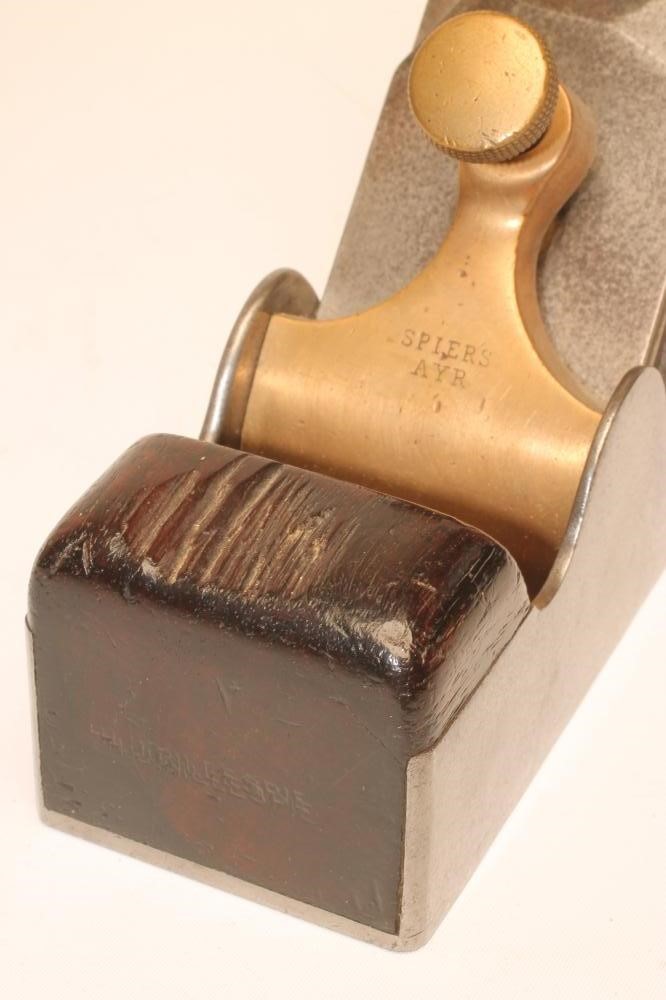A STEWART SPIERS IRON AND ROSEWOOD HANDLED "INFRARED" SMOOTHING PLANE with brass clamp Image