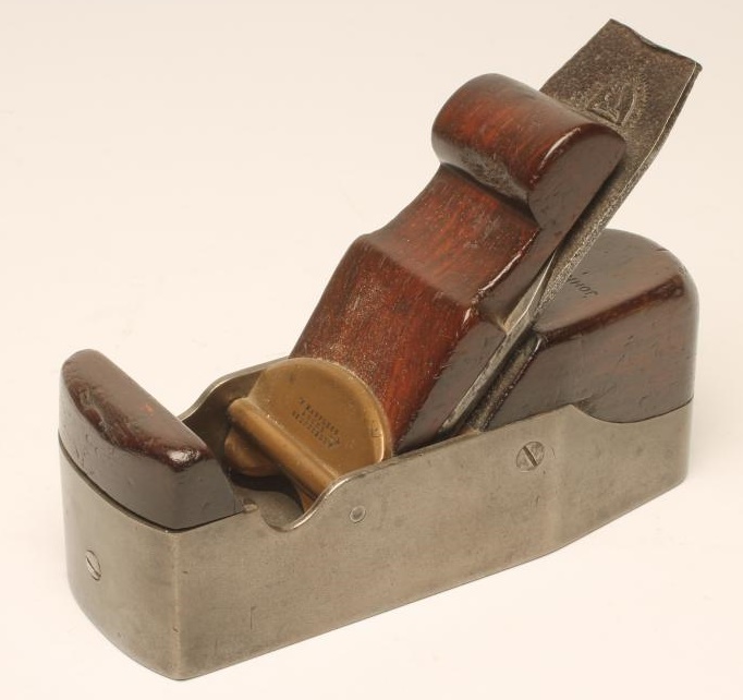 A W. MARPLES & SONS SHEFFIELD STEEL AND ROSEWOOD SMOOTHING PLANE with owner's stamp John Evans Image