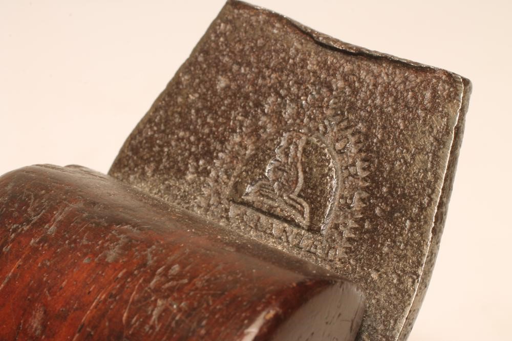A W. MARPLES & SONS SHEFFIELD STEEL AND ROSEWOOD SMOOTHING PLANE with owner's stamp John Evans Image