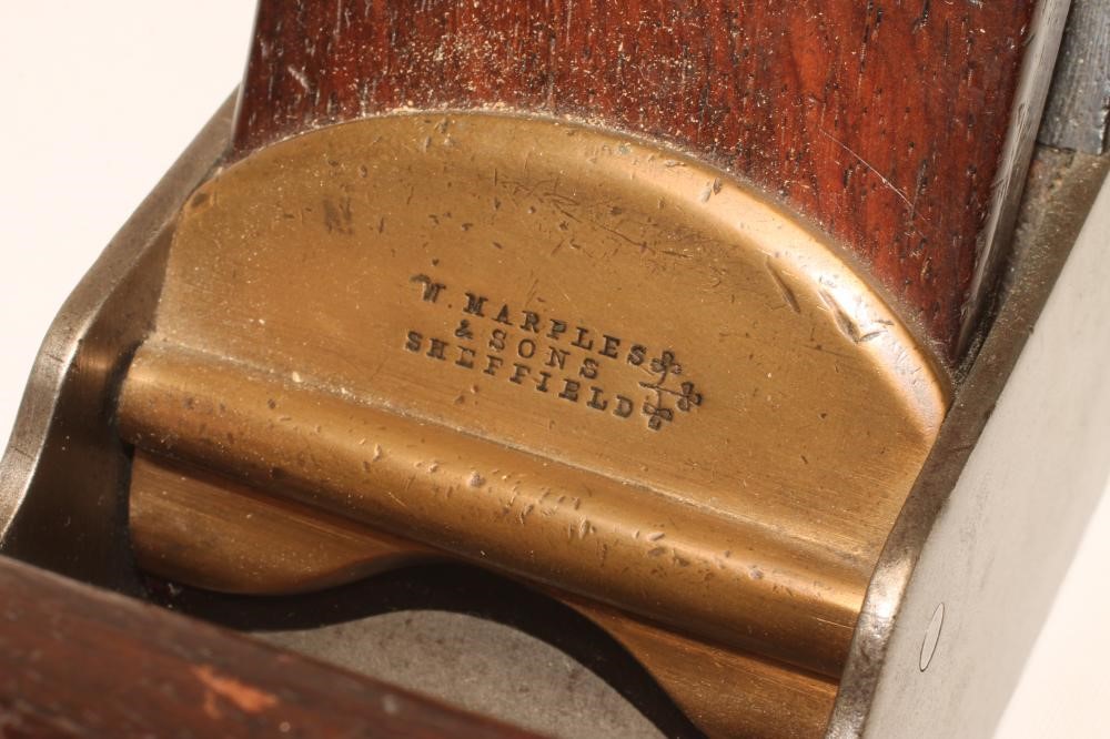 A W. MARPLES & SONS SHEFFIELD STEEL AND ROSEWOOD SMOOTHING PLANE with owner's stamp John Evans Image