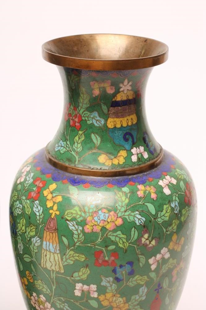 A PAIR OF CHINESE CLOISONNE ENAMEL VASES Image